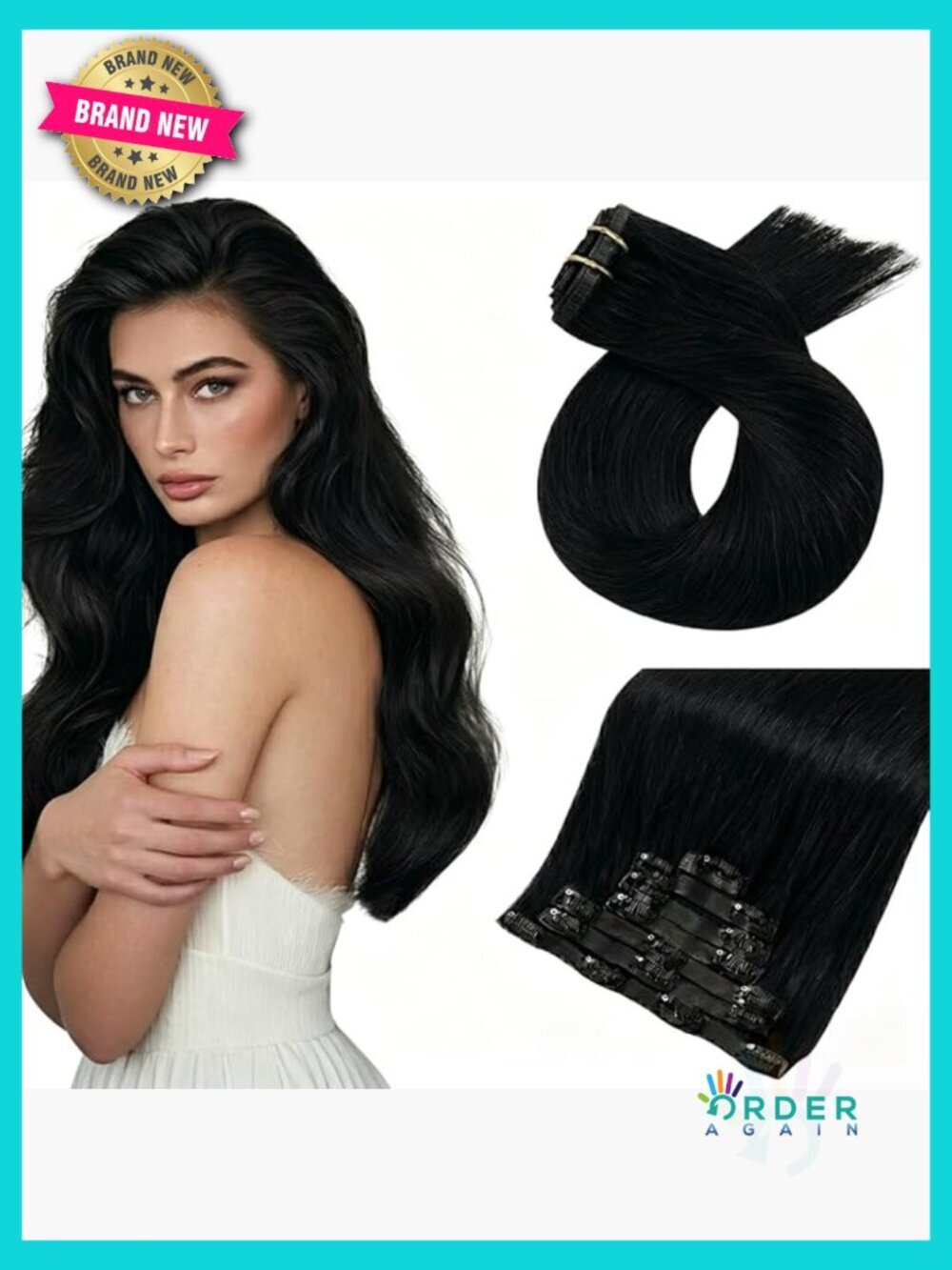 Clip in Hair Extensions 24 Inch 130g 7Pcs Seamless PU Weft for Natural Blending